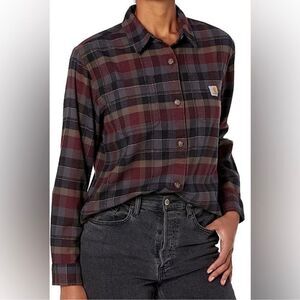 carhartt 2X Rugged Flex Loose Fit Midweight Flannel Long-Sleeve Plaid Shirt